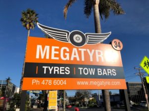 Picture of the Mega Tyres Browns Bay sign